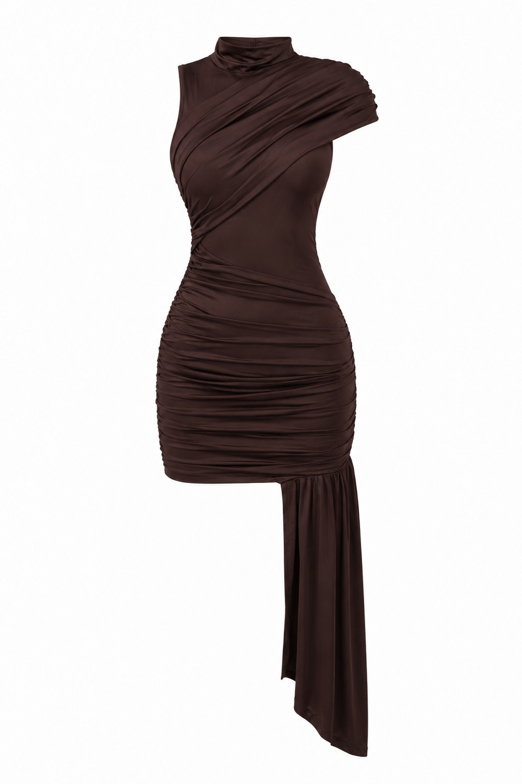 SIENNA Drape Dress in Chocolate Brown