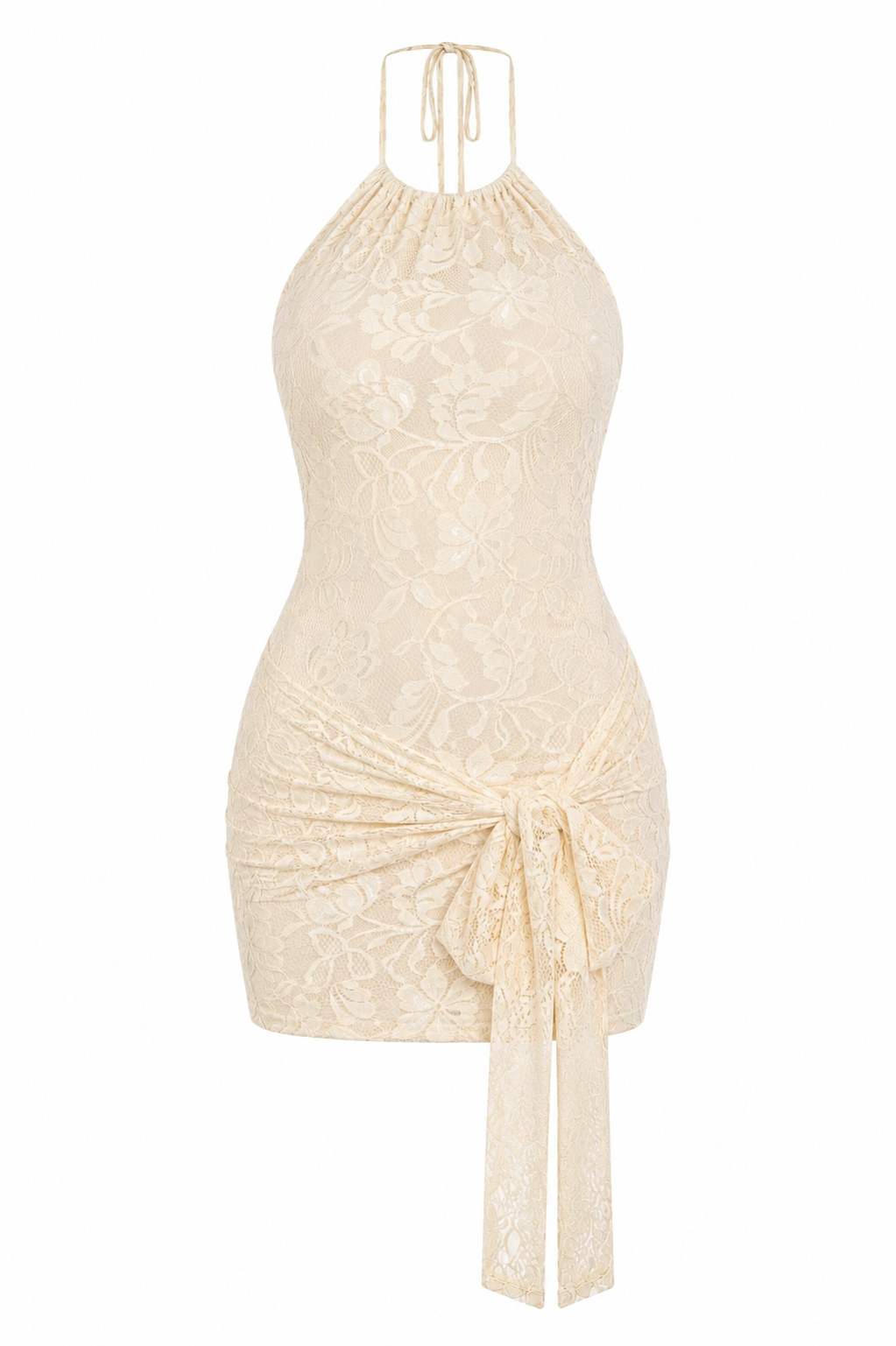 ÉLODIE Lace Mini Dress in Butter Yellow